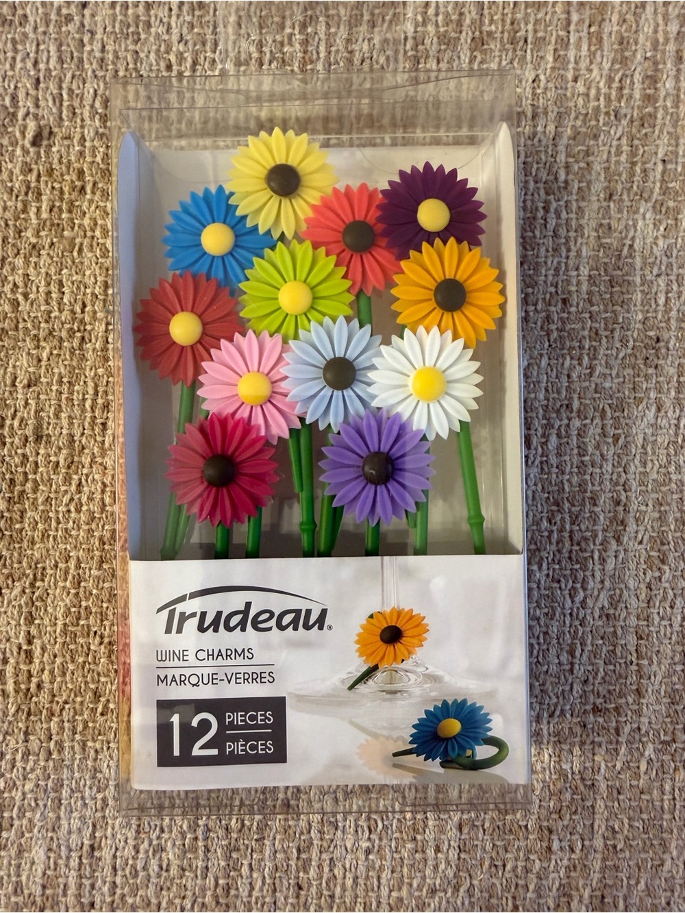 Trudeau Multicolor Daisy Wine Charms Set NWT